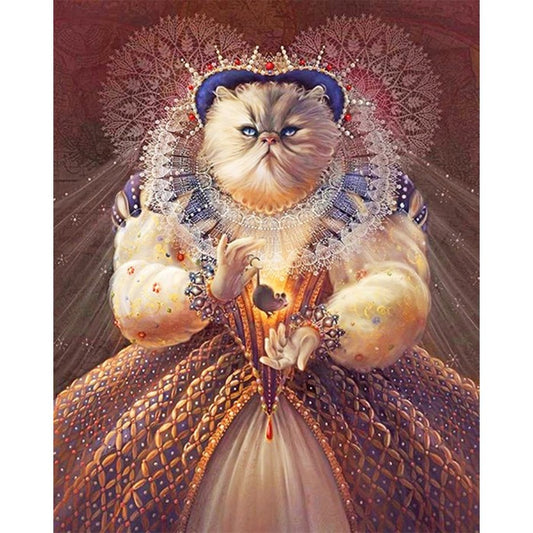 Painting By Numbers Kit DIY Lady Cat Mouse Hand Painted Canvas Oil Art Picture