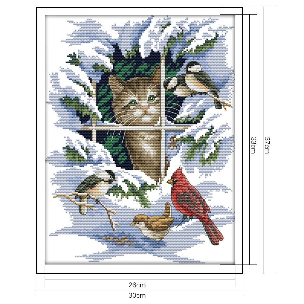 14ct Stamped Cross Stitch - Cat (30*37cm)