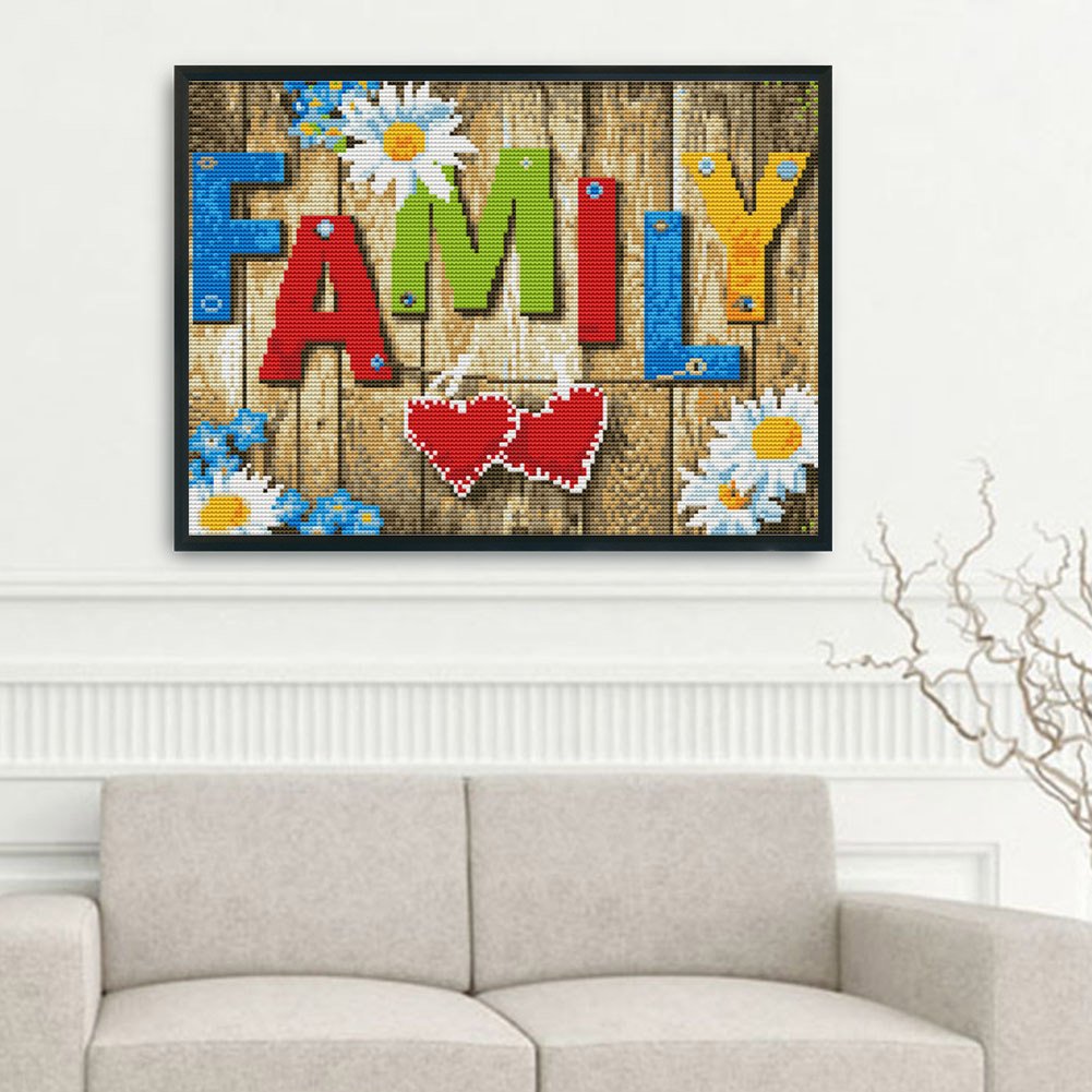 11ct Estampado Ponto Cruz - Família (30*40cm)