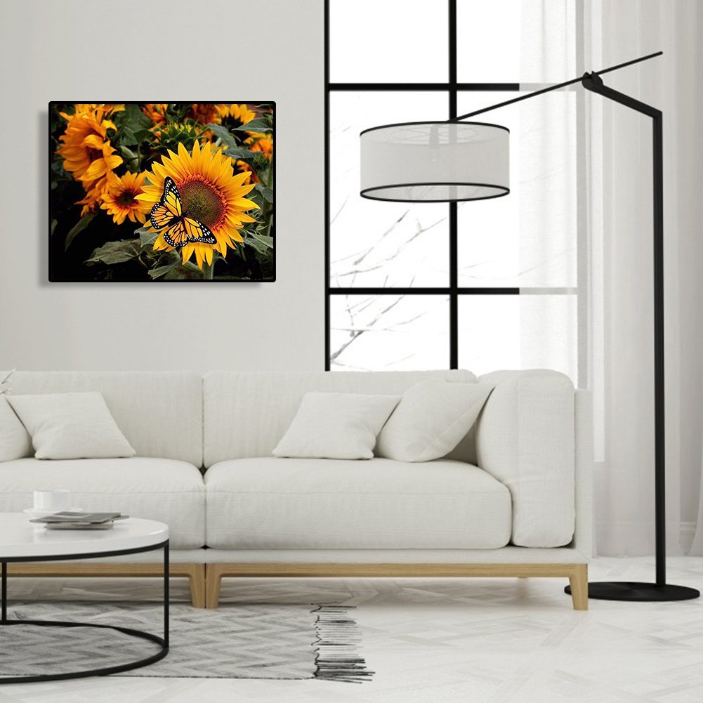 Diamond Painting - Full Round - Sunflower Butterfly B