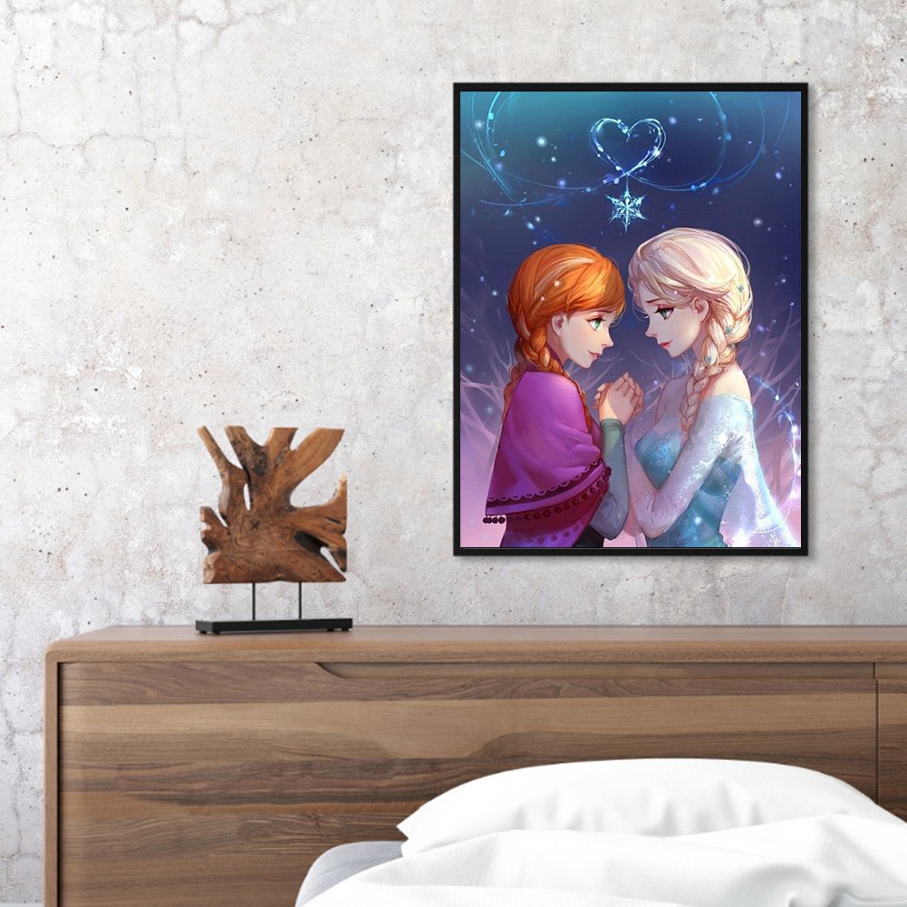 Paint By Number Elsa and Anna Canvas Oil Painting