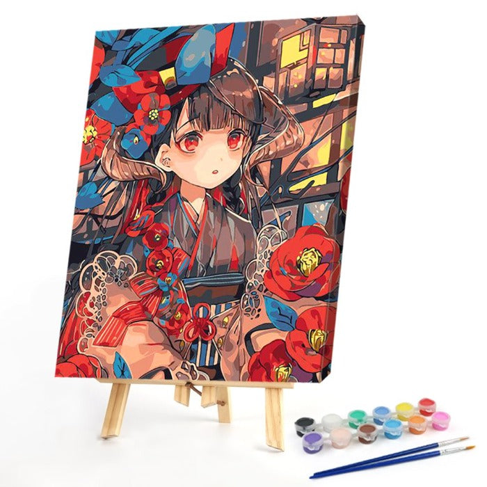 Kimono Girl Oil Paint By Numbers DIY Canvas Picture Living Room Decoration