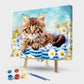 Digital Oil Painting Kit Coded Hand Painted Picture Cat in Basket Pattern