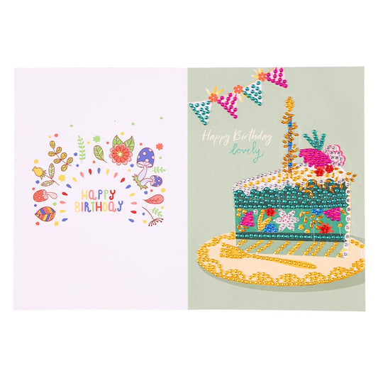 Cake DIY 5D Diamond Painting Happy Birthday Postcard