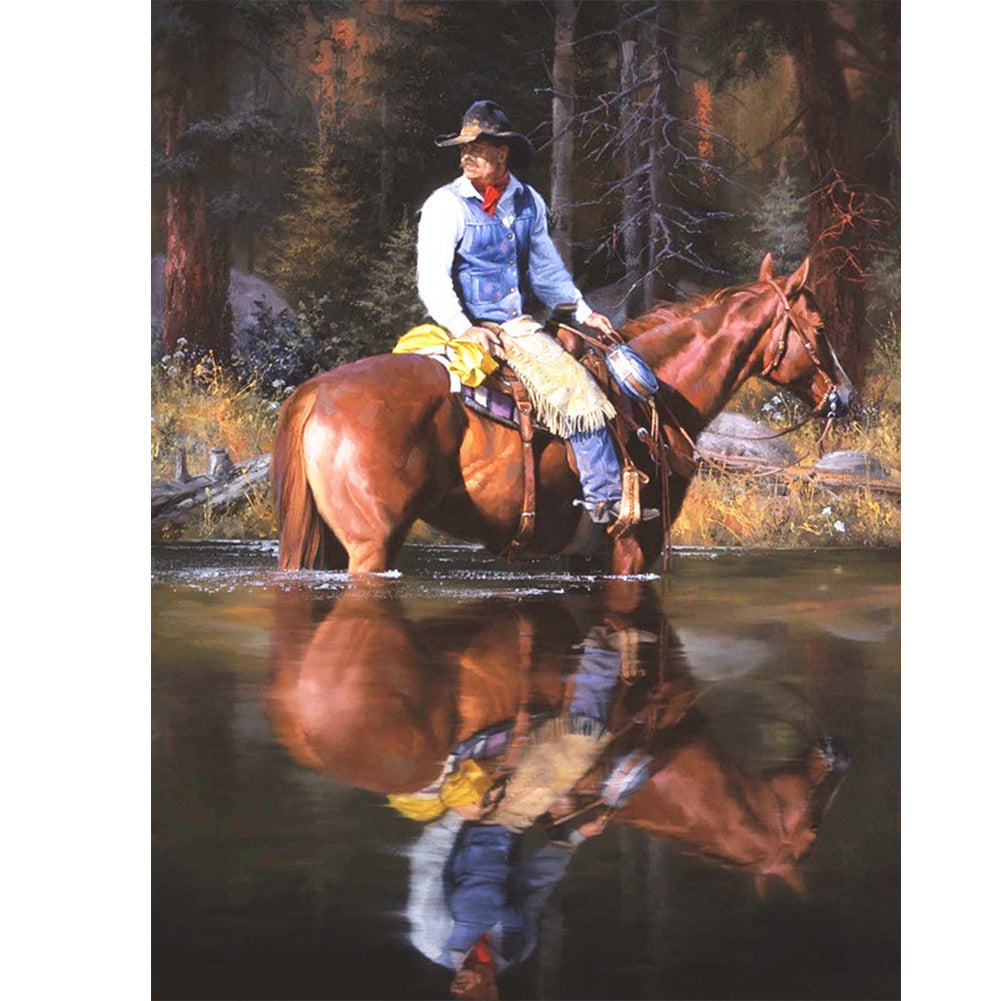 Cowboy Full Round Square Diamond Painting Kits 50 x 70cm