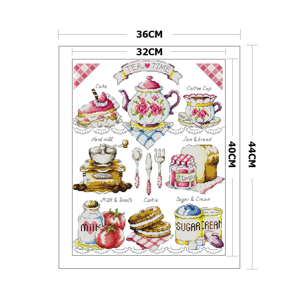 14ct Stamped Cross Stitch - Afternoon Tea Time(36*44cm)