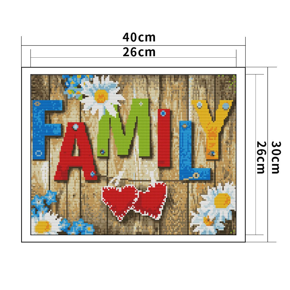 11ct Estampado Ponto Cruz - Família (30*40cm)