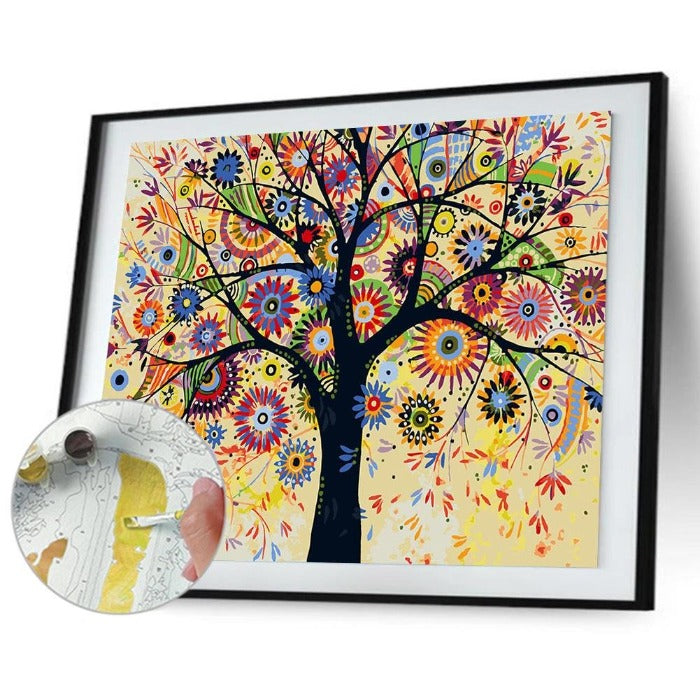 Oil Painting By Numbers Kits Colorful Tree Hand Painted Canvas Wall Picture