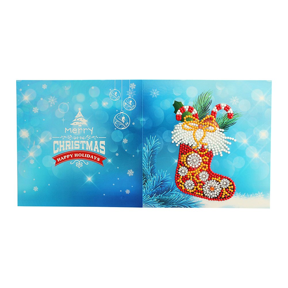 Christmas Sock DIY Diamond Painting Greeting Card