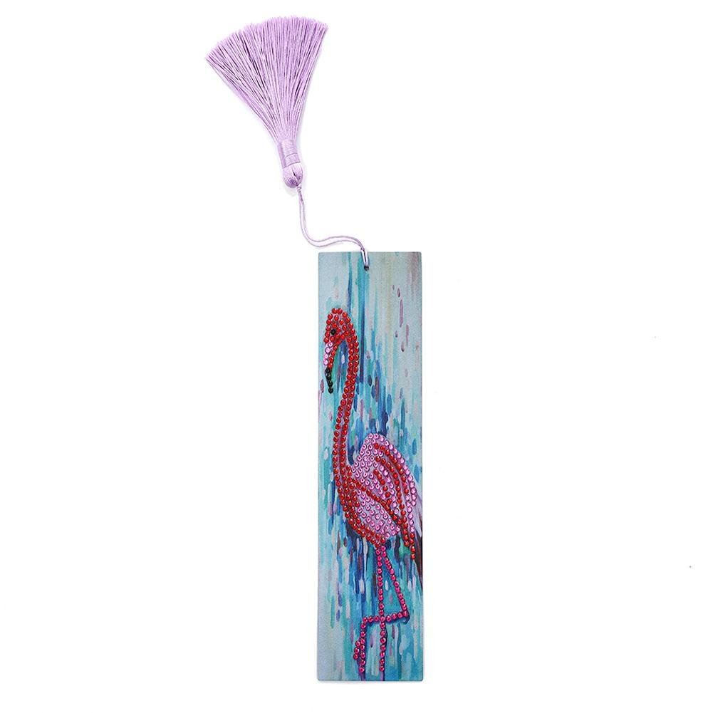 DIY Special Shape Flamingo Diamond Painting Leather Bookmark Tassel