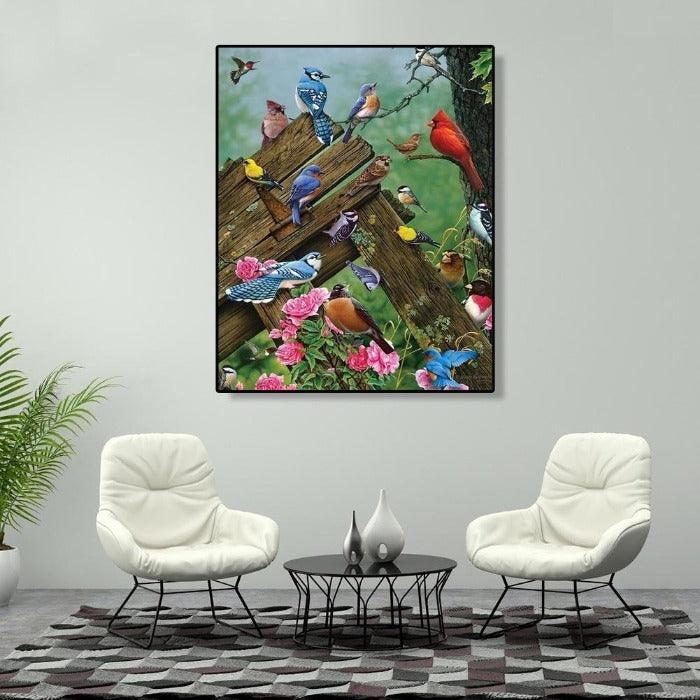 Resting Birds Hand Painted Canvas Oil Art Picture Craft Home Wall Decor