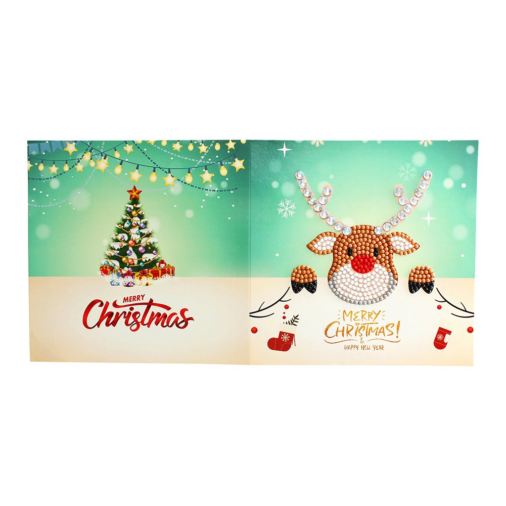 Elk Diamond Painting Christmas Greeting Card