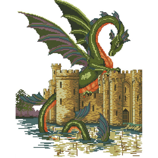 11ct Stamped Cross Stitch Dragon And Castle(49*60cm)