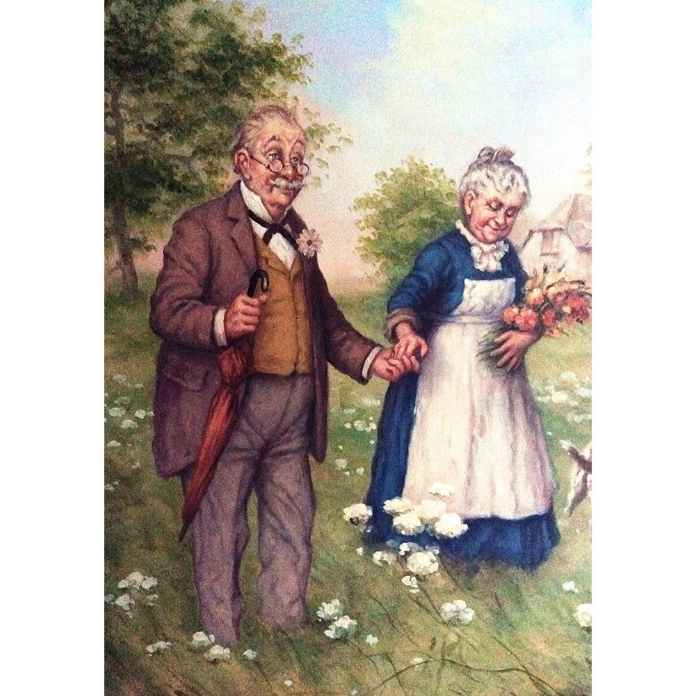 Paint By Number Oil Painting Sweet Old Couple(40*50cm)