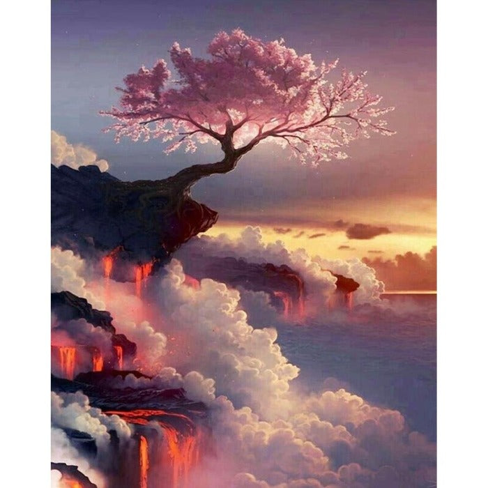 Flower on Clouds Hand Painted Canvas Oil Art Picture Craft Home Wall Decor