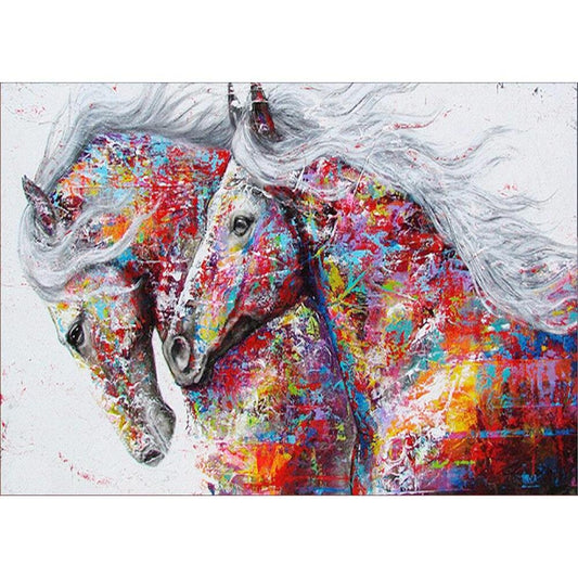 5D Diy Diamond Painting Kit Full Round Beads Colorful Horse