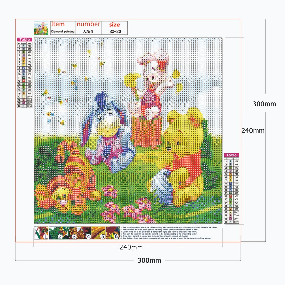 Winnie The Pooh And Friends 5D Diamond Painting Canvas Size