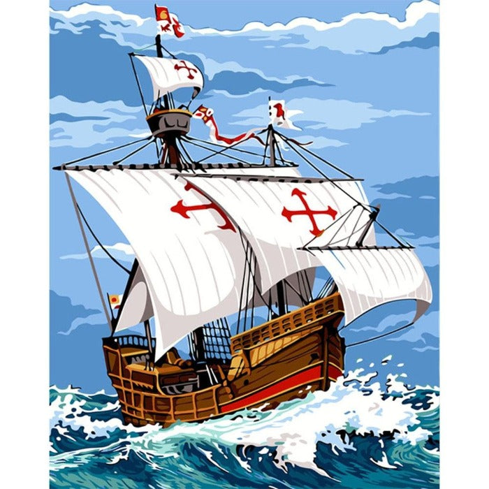 Moving Ship Hand Painted Canvas Oil Art Picture Craft Home Wall