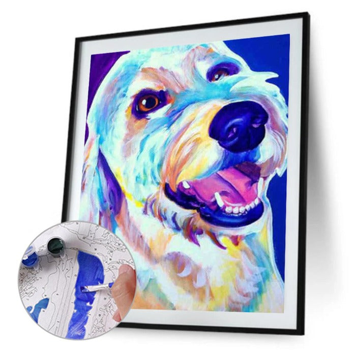 Hand Painted Colorful Dog Modern Wall Art Craft Decor