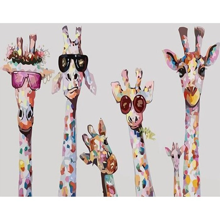 Painting By Numbers Cartoon Giraffe Hand Painted Artwork For Kids