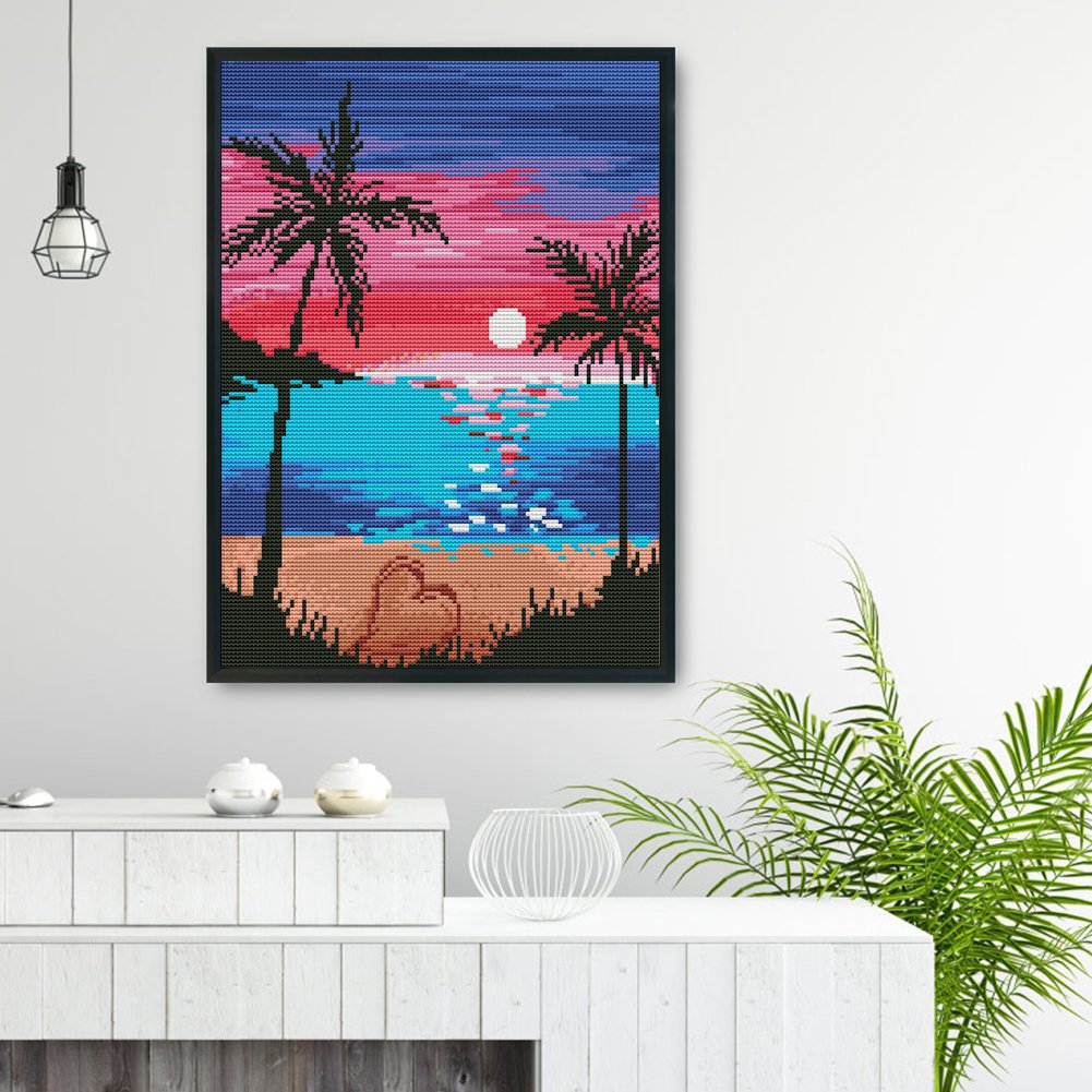 Punto de Cruz Estampado 11ct - Atardecer Junto al Mar (40*30cm)