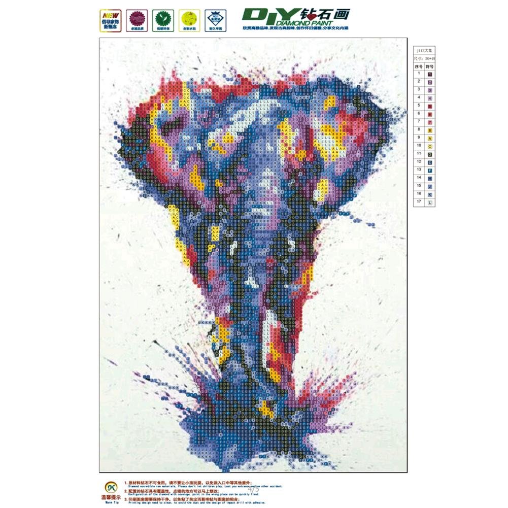 Kit de pintura de diamante DIY 5D - Redondo Parcial - Elefante