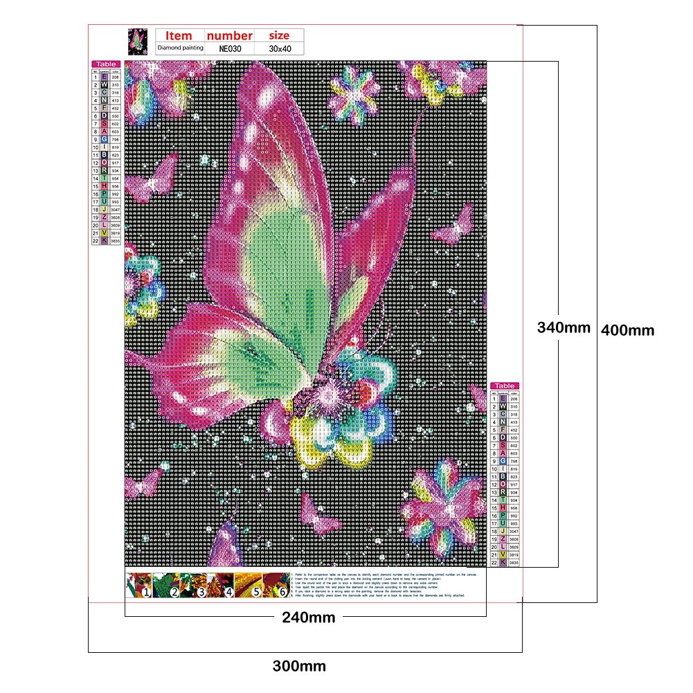 Pintura de diamante - Redondo completo - Flor de mariposa