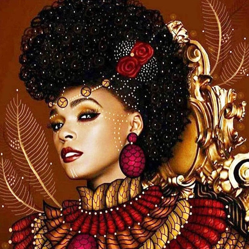 African Woman Full Round Diamond mosic embroidery Kits