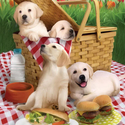 Diamond Painting - Full Round - Picnic Dogs