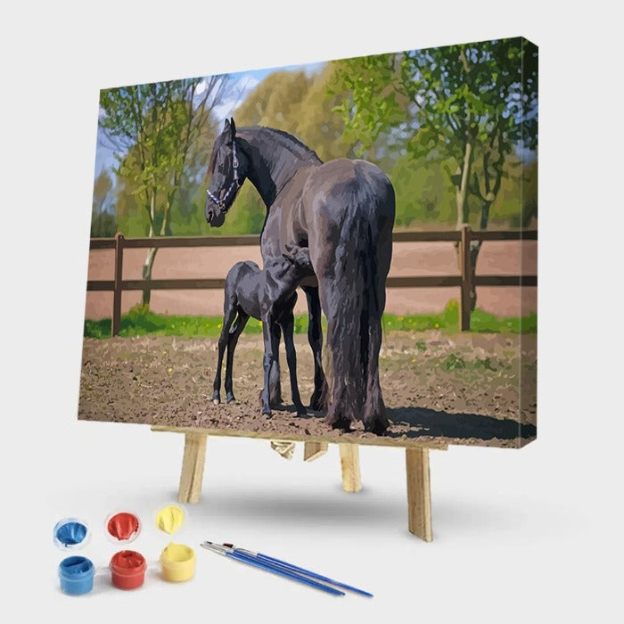 Feeding Horse Hand Painted Artwork Canvas Digital Oil Art Picture