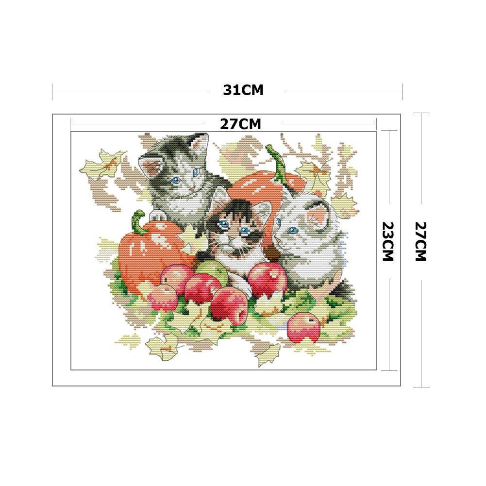 14ct Stamped Cross Stitch - Cats Apples (31*27cm)