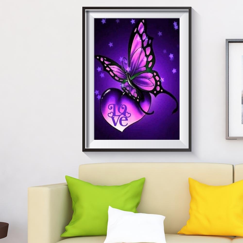 Diamond Painting - Full Round - Purple  Butterfly A