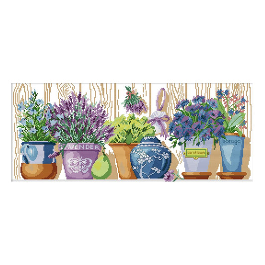 14ct Stamped Cross Stitch Potted Plants (56*28cm)