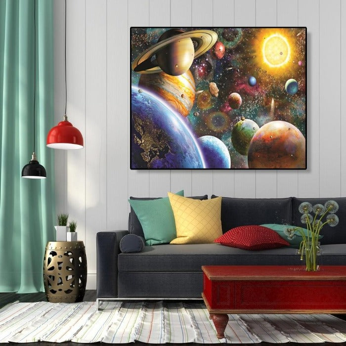 Painting By Numbers Kit DIY Planet Hand Painted Canvas Oil Art Picture