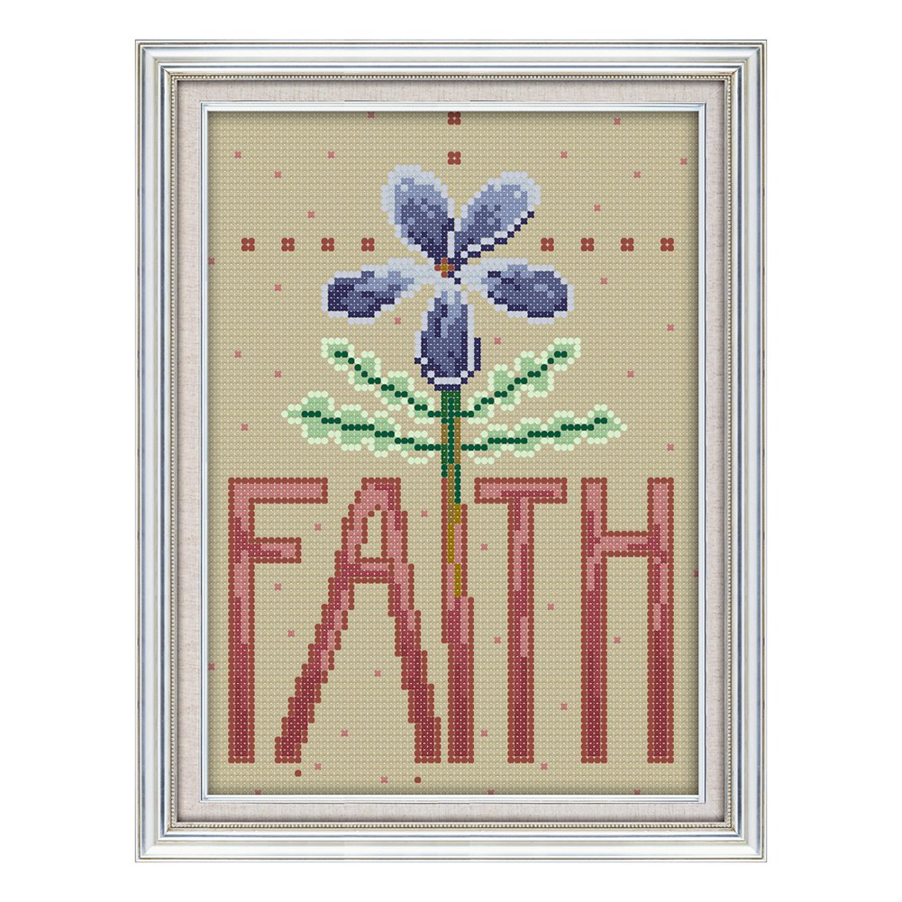 14ct Stamped Cross Stitch Faith Purple Flower (26*18cm)