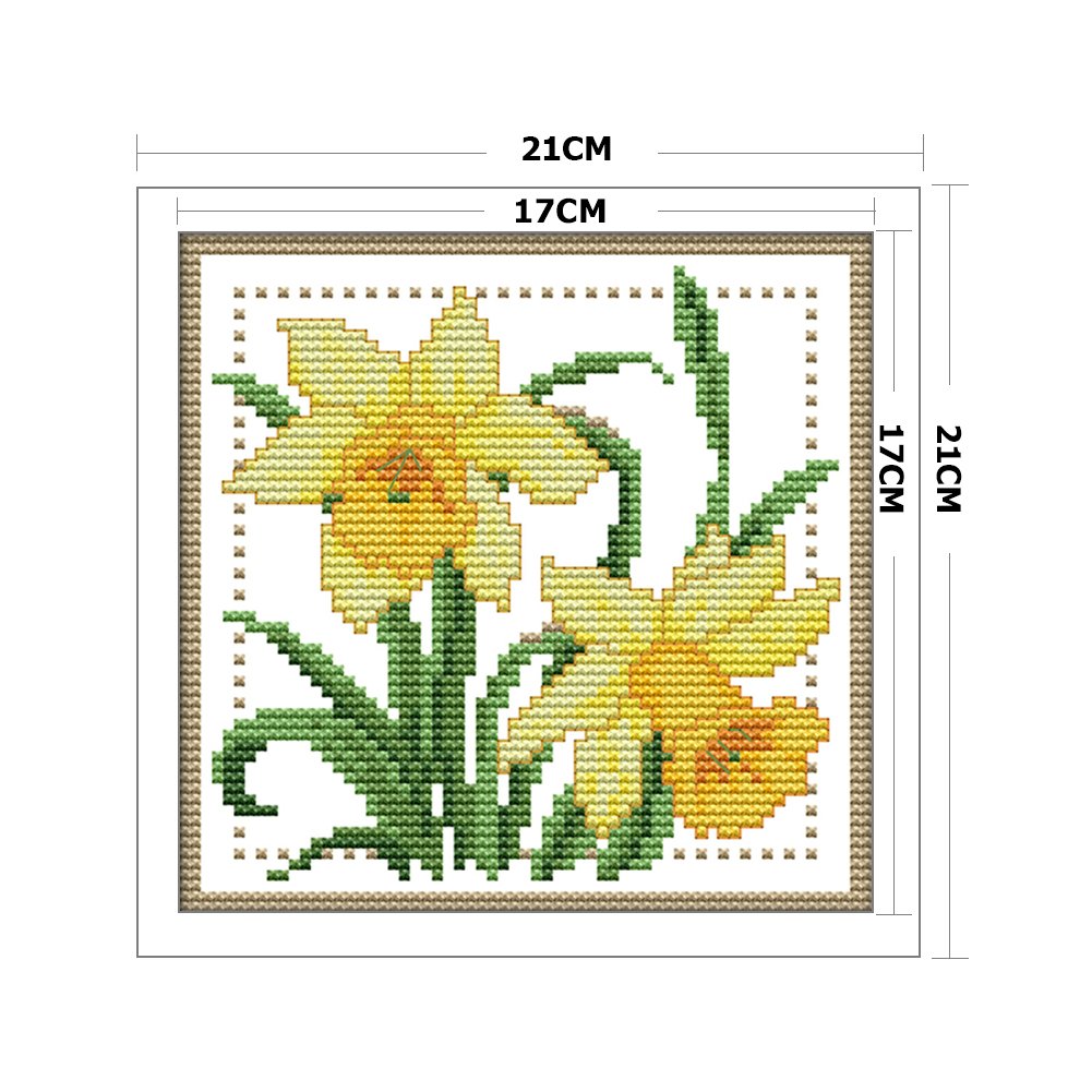 Ponto Cruz Estampado 11ct - Flor de Março (21*21cm)