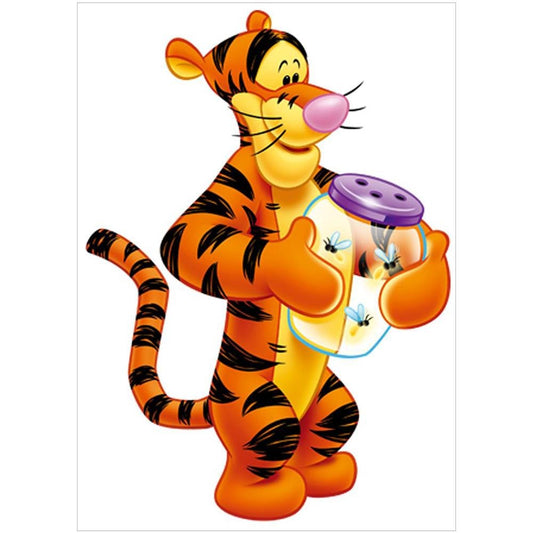 DIY 5D Diamond Painting Kit, 16x12 Tigger Winnie The Pooh Roo Round Full Drill Crystal Rhinestone Embroidery Cross Stitch Arts Craft Canvas for Home
