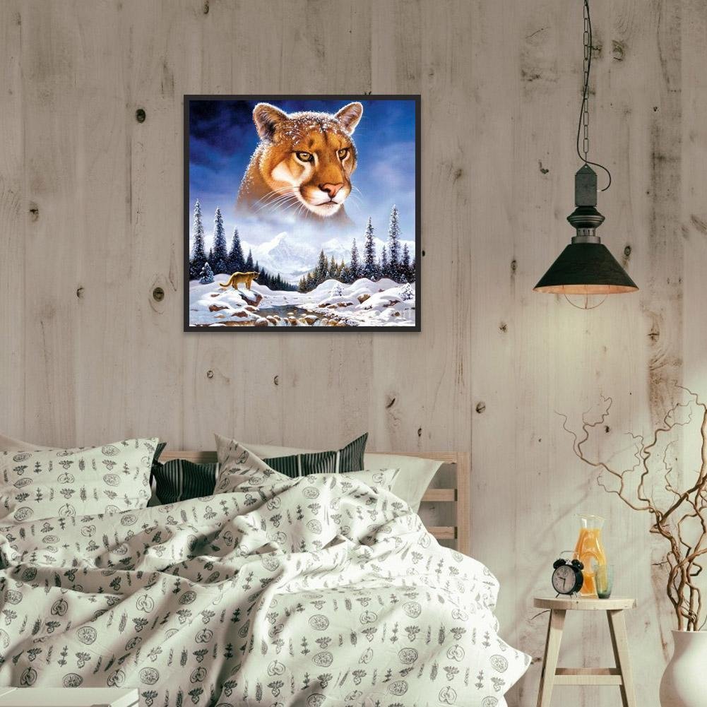 5D DIY Diamond Painting - Full Round - Snow Mountain Tiger
