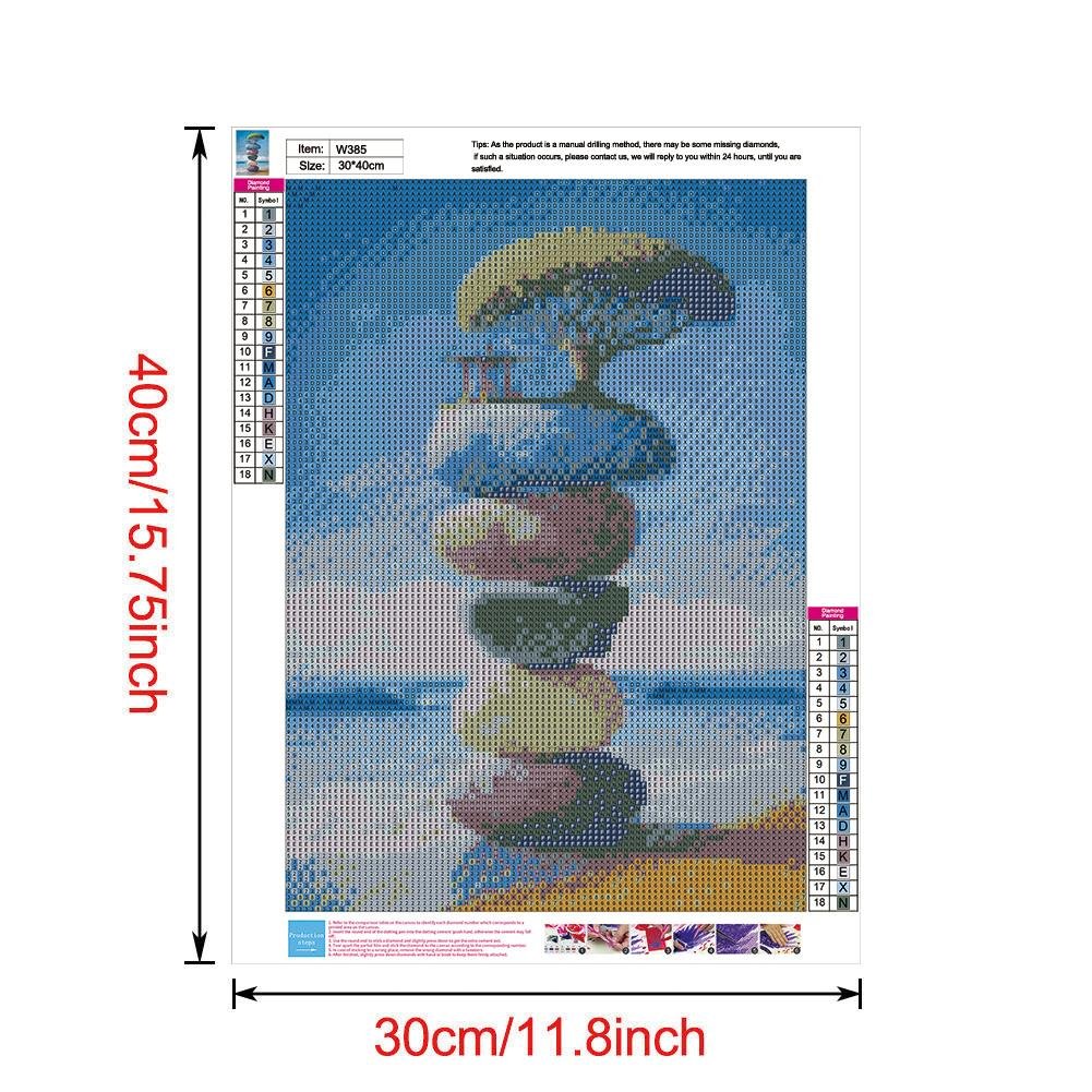 Kit de pintura de diamante DIY 5D - Redondo completo - Árvore de pedra do mar