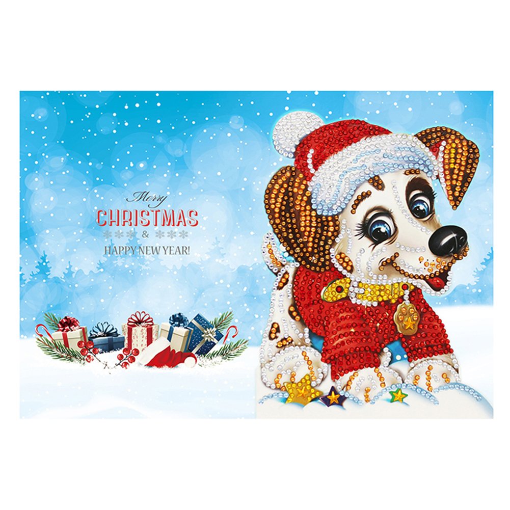 Dog DIY Diamond Painting Christmas Greeting Card