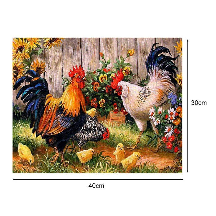 DIY Painting By Numbers on Canvas Chicken Handpainted Oil Coloring Drawing