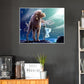 Girl and Lion Frameless Canvas Color Picture Home Living Room Wall Art Decoration