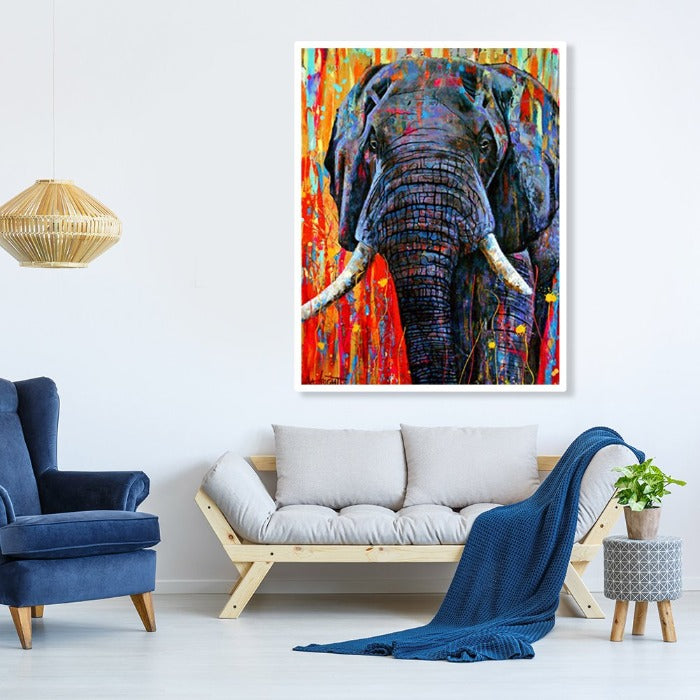 Oil Painting By Numbers Male Elephant DIY Canvas Coloring Picture