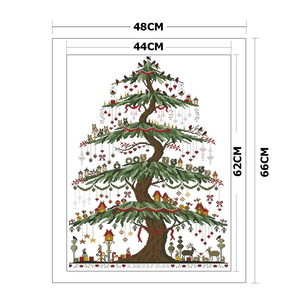 14ct Estampado Ponto Cruz - Árvore de Natal (48*66cm)