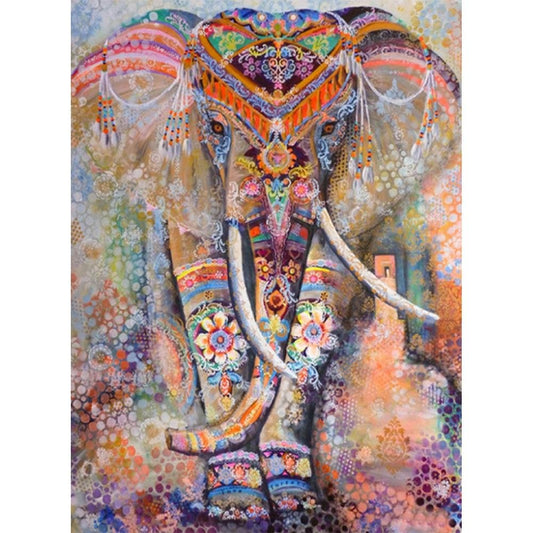 5D Diy Diamond Painting Kit Full Round Beads Colorful Elephant