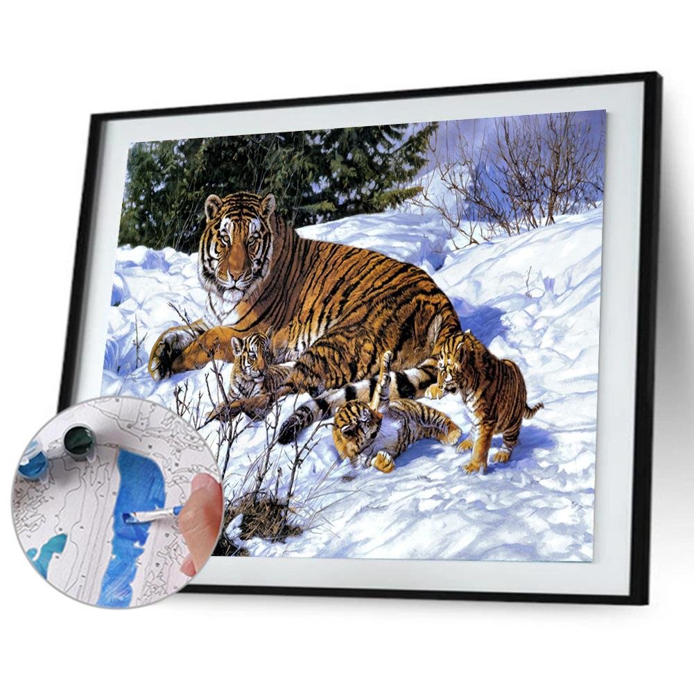 Pintar por número - Pintura a óleo - Tiger Snow (40*50cm)
