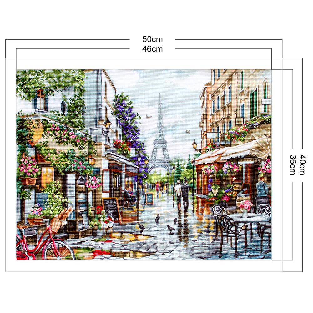 Punto de Cruz Estampado 11ct - Calle Paris (50*40cm)