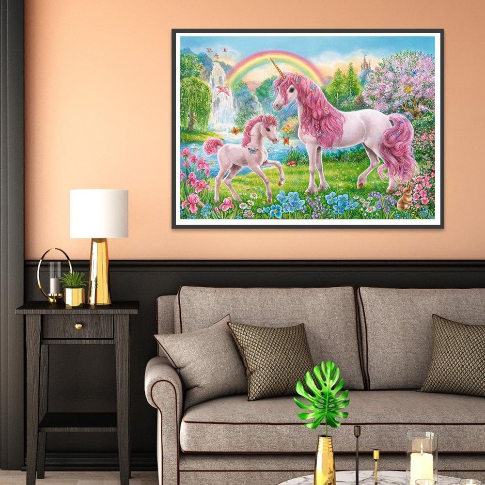 Diamond Painting - Full Round - Pink Horse Unicorn