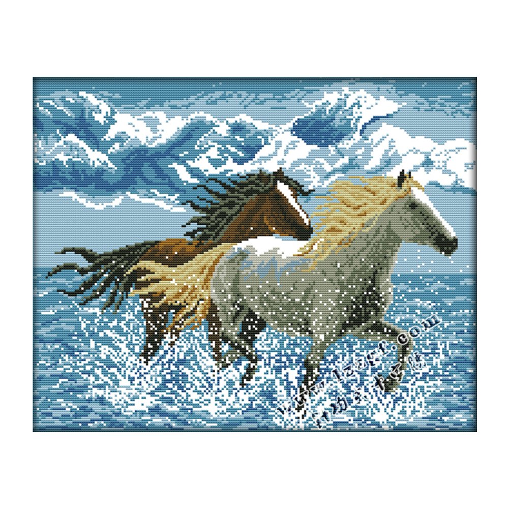 14ct Stamped Cross Stitch Running Horse (44*36cm)