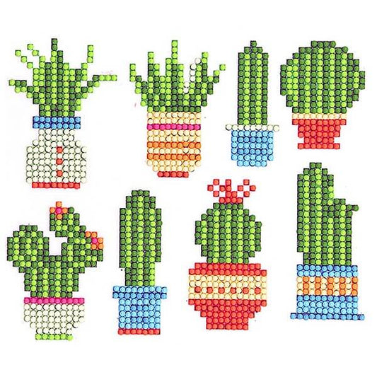 8 pieces cactus diamond painting stickers kit